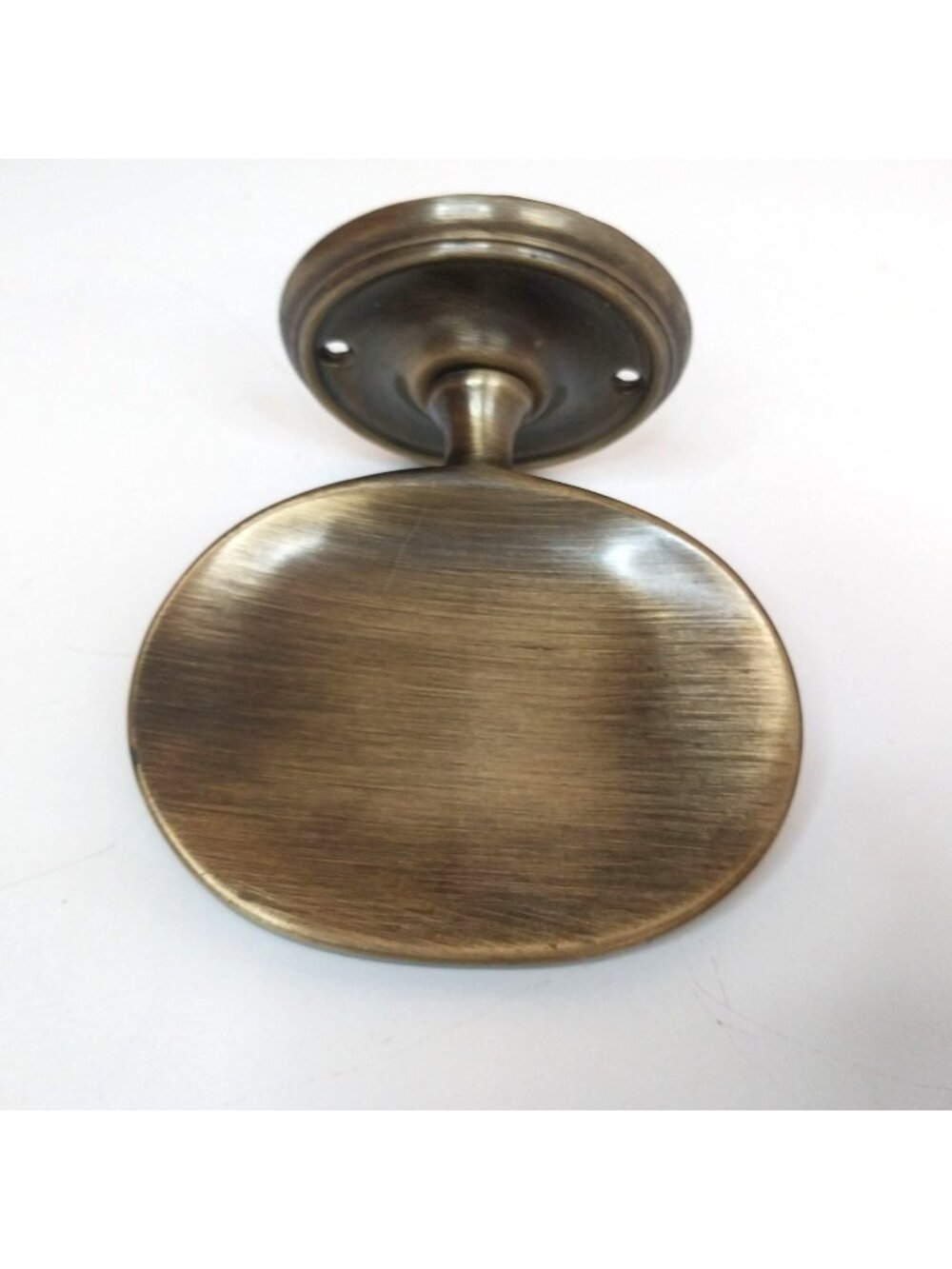 Vintage Satin Brass Wall-Mounted Soap Dish Oval Antique Style Round Back Plate